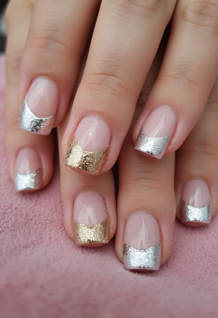 22 Luxury French Nail Ideas That Will Make You Feel Like Royalty! (Perfect for Events!) - 5. Metallic Foil French Tips
