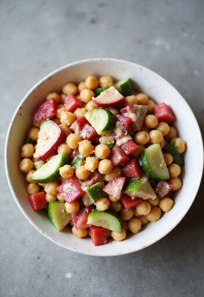 6 Unique Rhubarb Salad Recipes That Will Surprise Your Guests! - 4. Rhubarb Chickpea Salad with Tahini Dressing