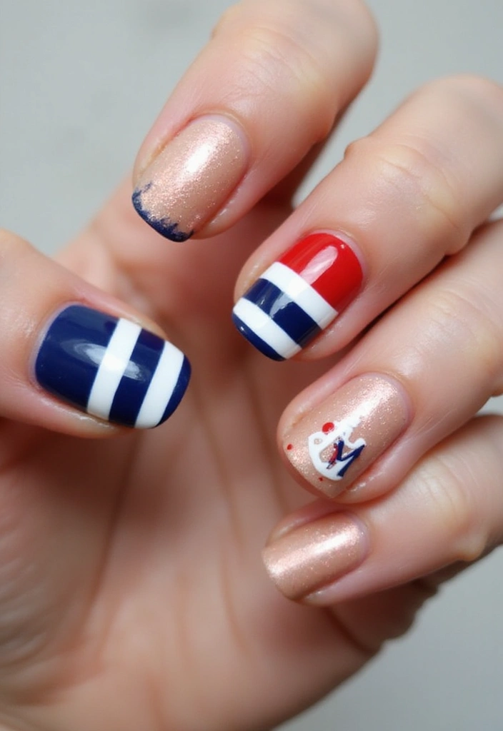 30 Creative Nail Design Inspirations for Summer 2025 (Get Ready to Be Inspired!) - 10. Nautical Stripes