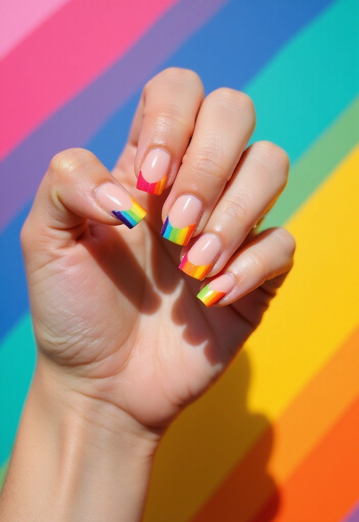 25 DIY French Nail Designs That Are Shockingly Simple (and Gorgeous!) - 2. Rainbow Tips