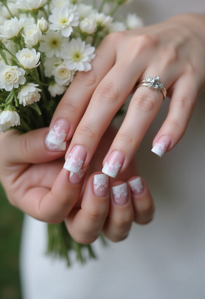 14 Bridal French Tips Every Bride Should Consider (Tip #10 Is a Showstopper!) - 4. Floral French Tips