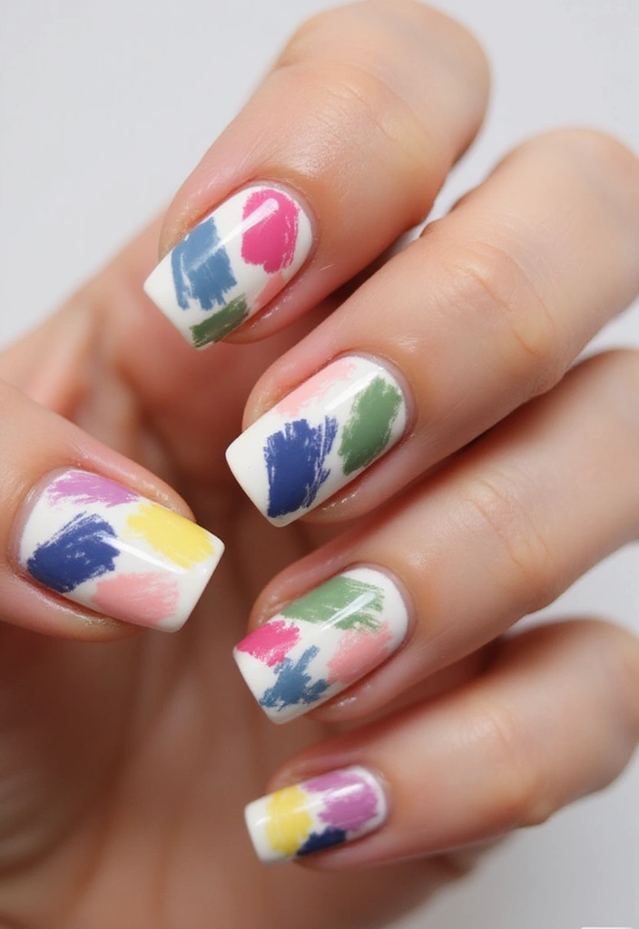 25 Gorgeous Seasonal French Nail Designs That Will Wow at Every Occasion! - 21. Artistic Brush Strokes