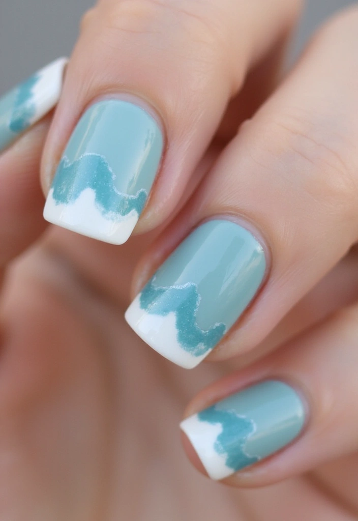 20 Stunning French Tip Nails Ideas That Will Leave You Breathless (Wait Until You See #8!) - 18. Tidal Stripes