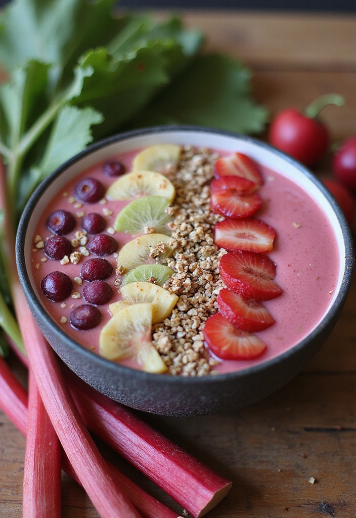 11 Scrumptious Vegan Rhubarb Recipes You Never Knew You Needed! - 4. Rhubarb Smoothie Bowl