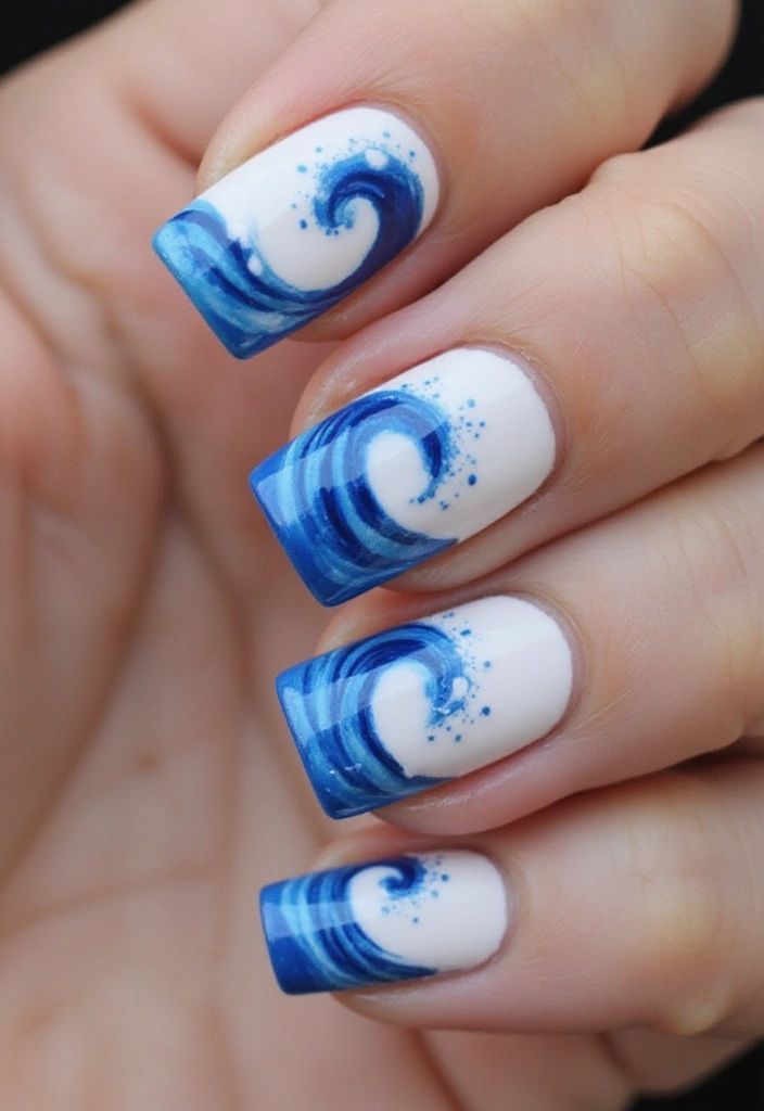 30 Creative Nail Design Inspirations for Summer 2025 (Get Ready to Be Inspired!) - 3. Beachy Waves