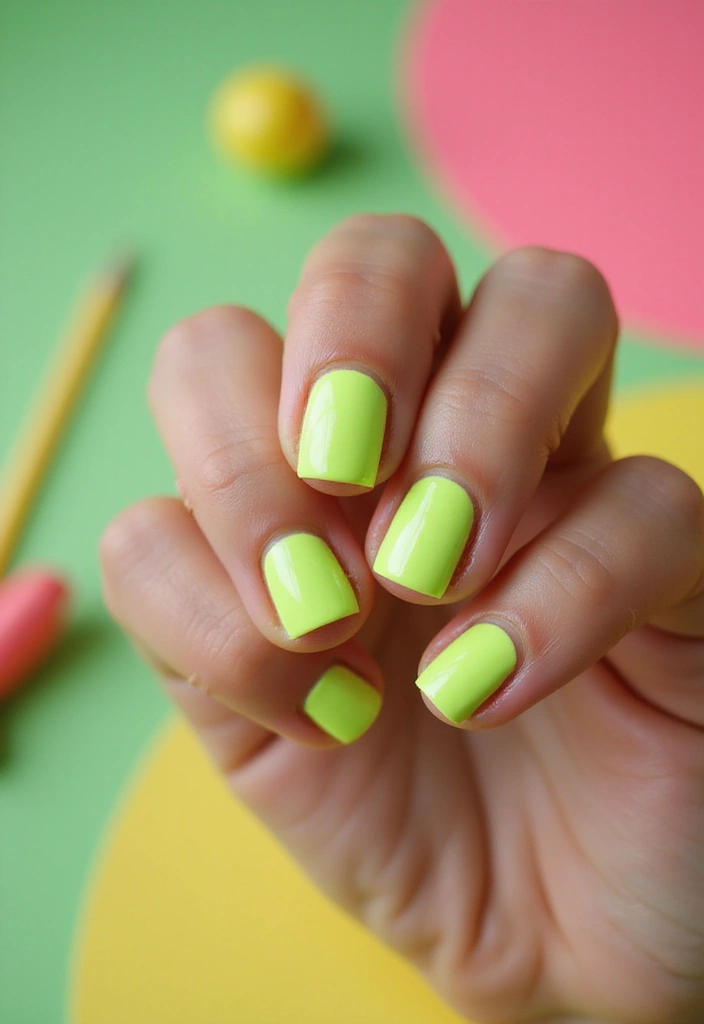 20 Bold French Nail Color Combinations You Need to Try Now (Don’t Miss #7!) - 1. Neon Green and Classic White