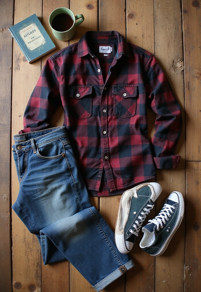 12 Comfy Outfits That Will Make You Feel Like You're Wearing Pajamas All Day! - 9. Flannel Shirt with Boyfriend Jeans