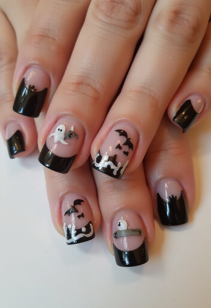 25 Gorgeous Seasonal French Nail Designs That Will Wow at Every Occasion! - 10. Halloween Spooktacular