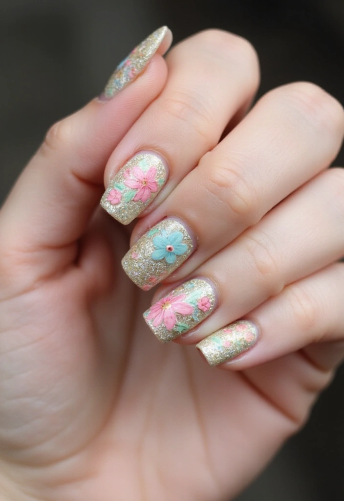 30 Creative Nail Design Inspirations for Summer 2025 (Get Ready to Be Inspired!) - 13. Vintage Floral