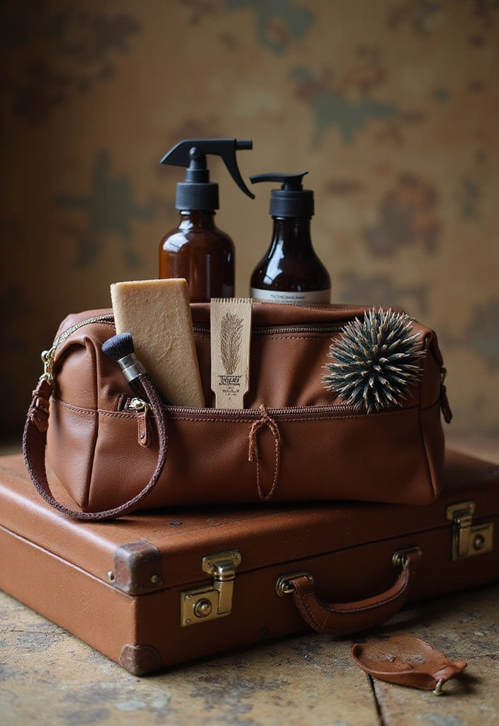 15 Unique Fader Day Gifts for Him That He'll Never Forget! - 10. Handcrafted Leather Dopp Kit