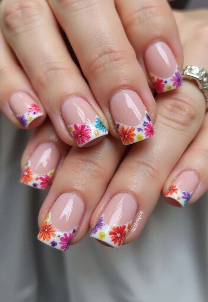 15 Colorful French Tip Nails That’ll Brighten Your Day (You Won't Believe #8!) - 4. Floral Fantasy