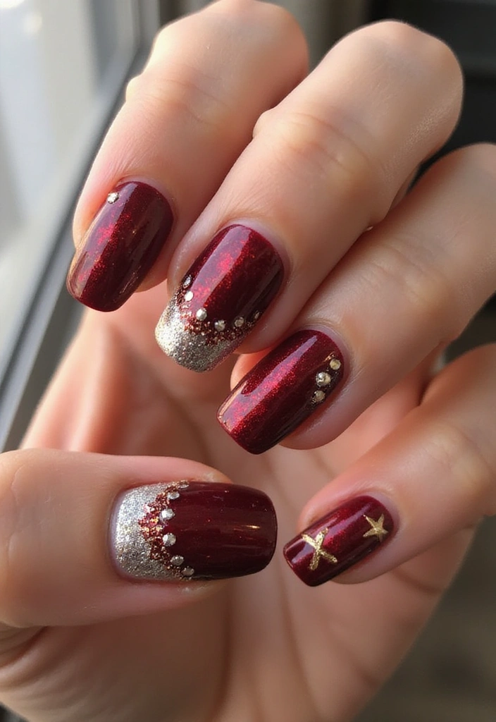 25 Gorgeous Seasonal French Nail Designs That Will Wow at Every Occasion! - 7. Elegant Holiday Glam