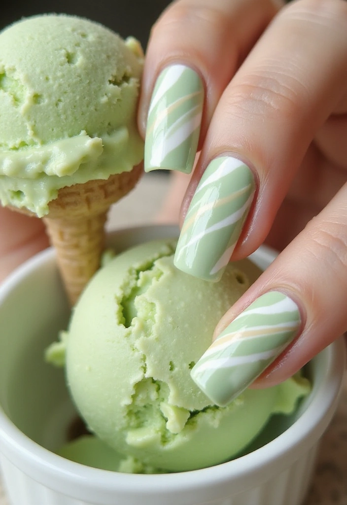 13 Pastel Summer Nails That Are Perfect for a Sweet, Dreamy Look! - 7. Pistachio Swirl