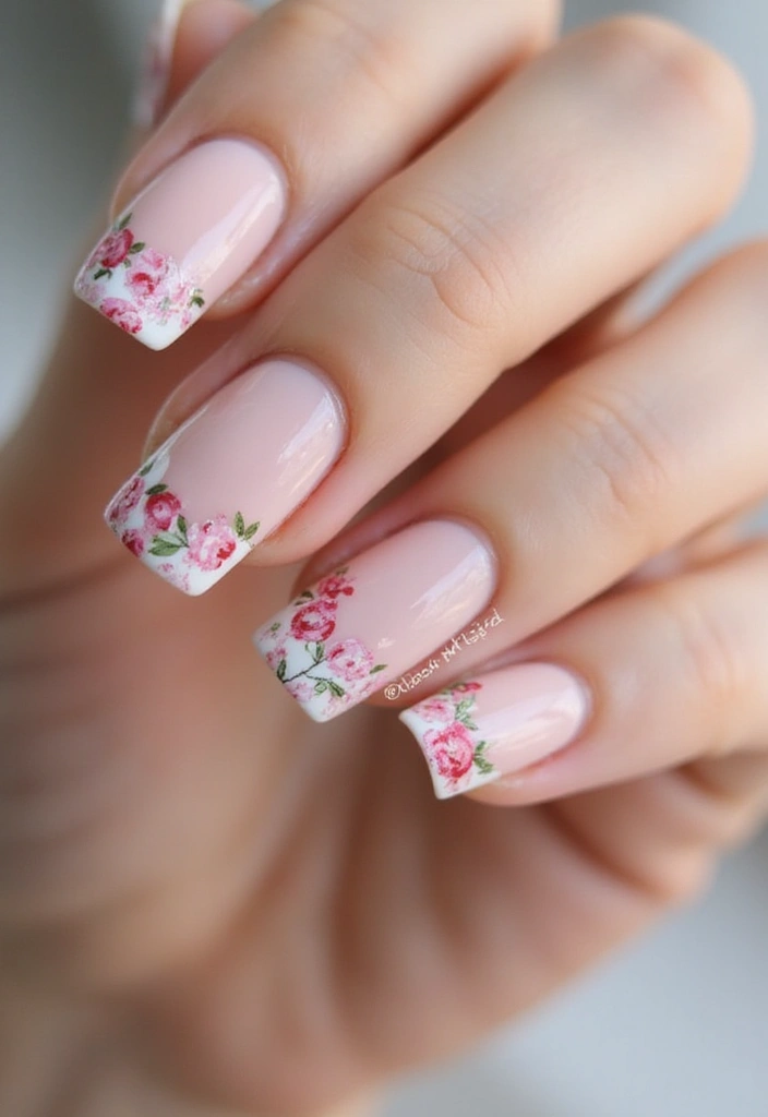 20 Stunning French Tip Nails Ideas That Will Leave You Breathless (Wait Until You See #8!) - 5. Floral Fantasy