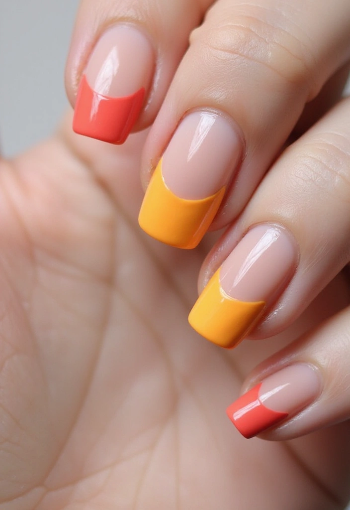 20 Stunning French Tip Nails Ideas That Will Leave You Breathless (Wait Until You See #8!) - 2. Bold Colors Burst