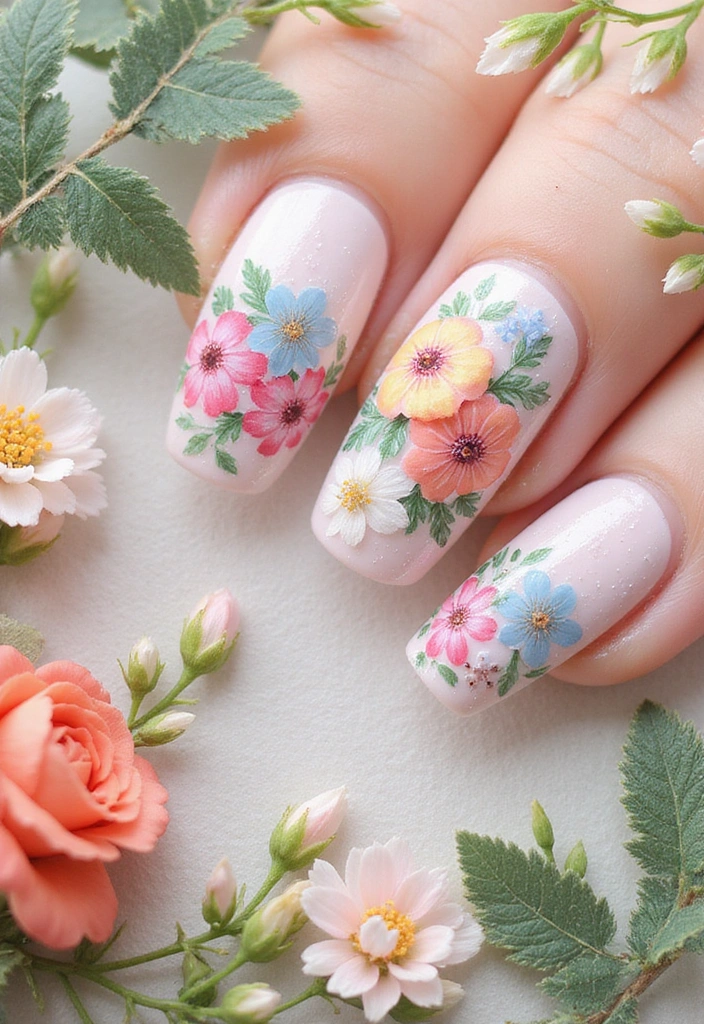 25 Colorful Summer Nails for 2025 That Will Make You Shine Bright! - 10. Floral Fantasy