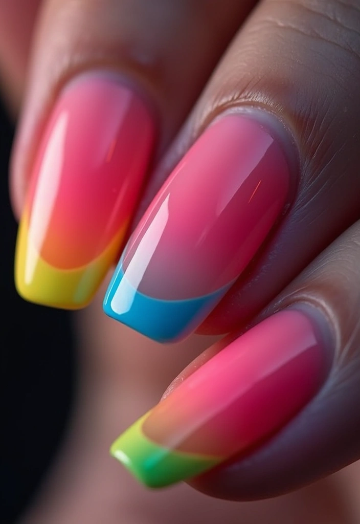 16 Easy Step-by-Step Summer Nails 2025 Tutorials That Anyone Can Master! (Watch Out for #4!) - 4. Neon Tips Surprise
