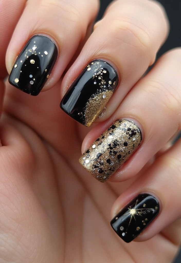 25 Gorgeous Seasonal French Nail Designs That Will Wow at Every Occasion! - 11. New Year's Eve Celebration