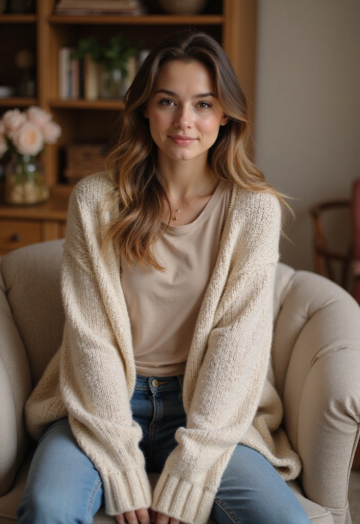 15 Casual Outfits That'll Make You Look Effortlessly Chic (Wait Until You See #8!) - 10. Cozy Cardigan & Basic Tee