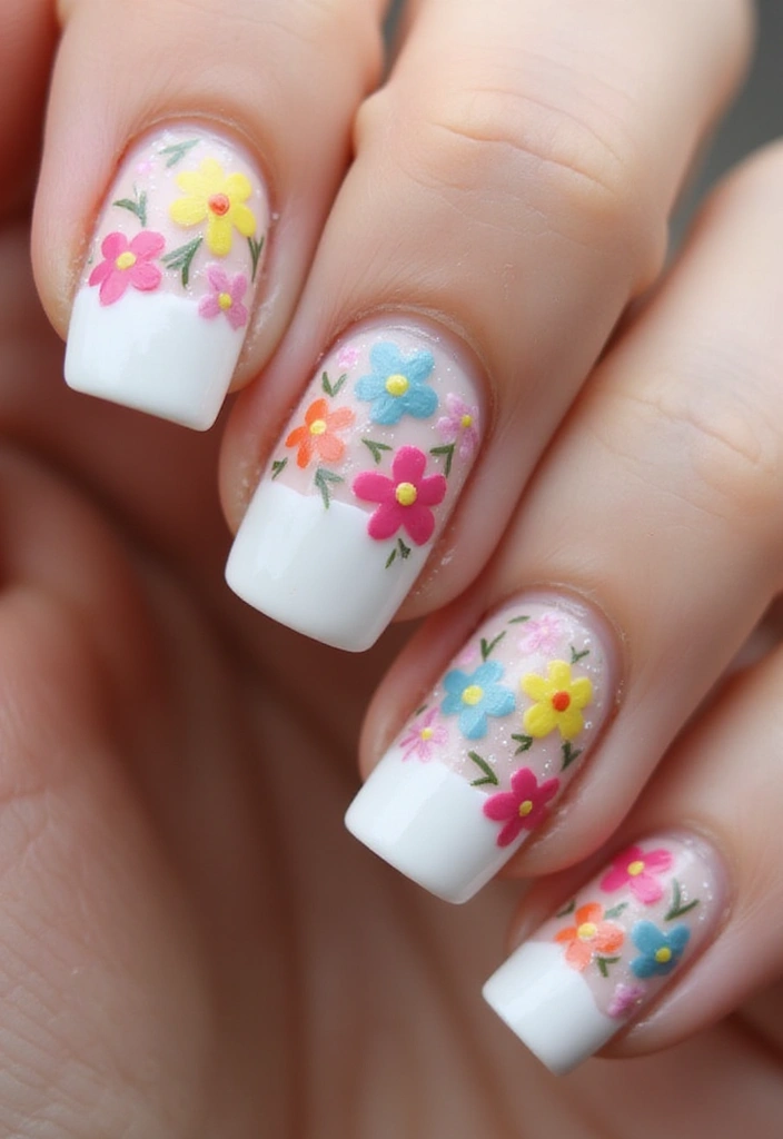 18 Creative French Nail Art Techniques You Didn't Know You Needed! - 3. Floral French Manicure