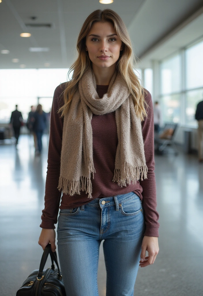 16 Travel Outfits That Are So Comfy You'll Forget You're on a Plane (#11 Is Genius!) - 13. Layered Long Sleeve and Denim