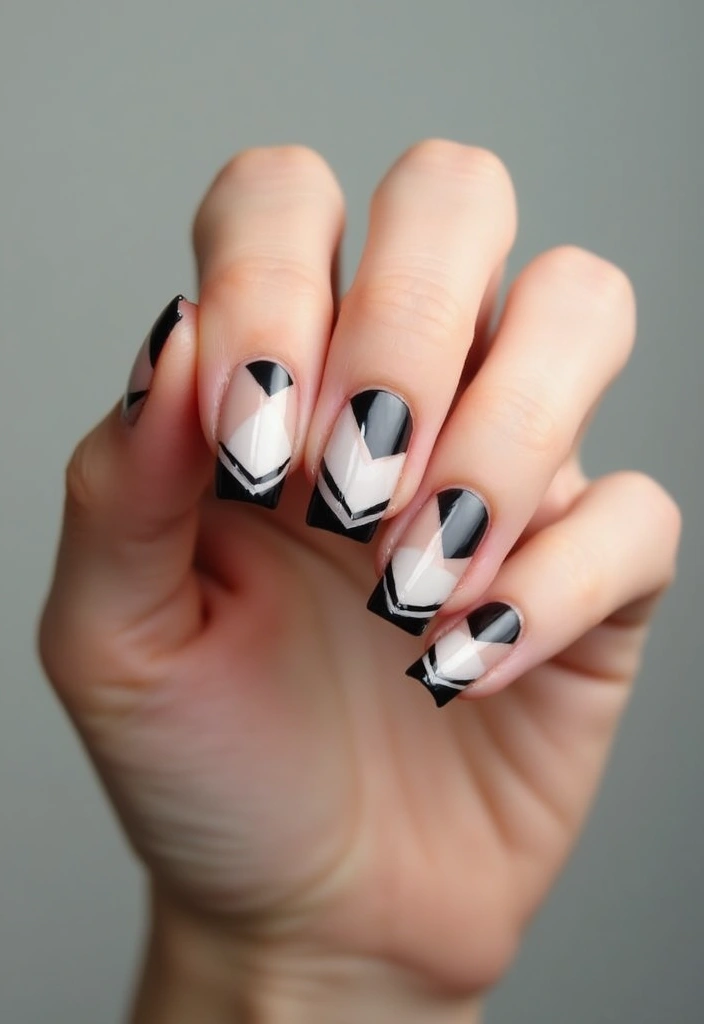 20 Stunning French Tip Nails Ideas That Will Leave You Breathless (Wait Until You See #8!) - 6. Geometric Chic