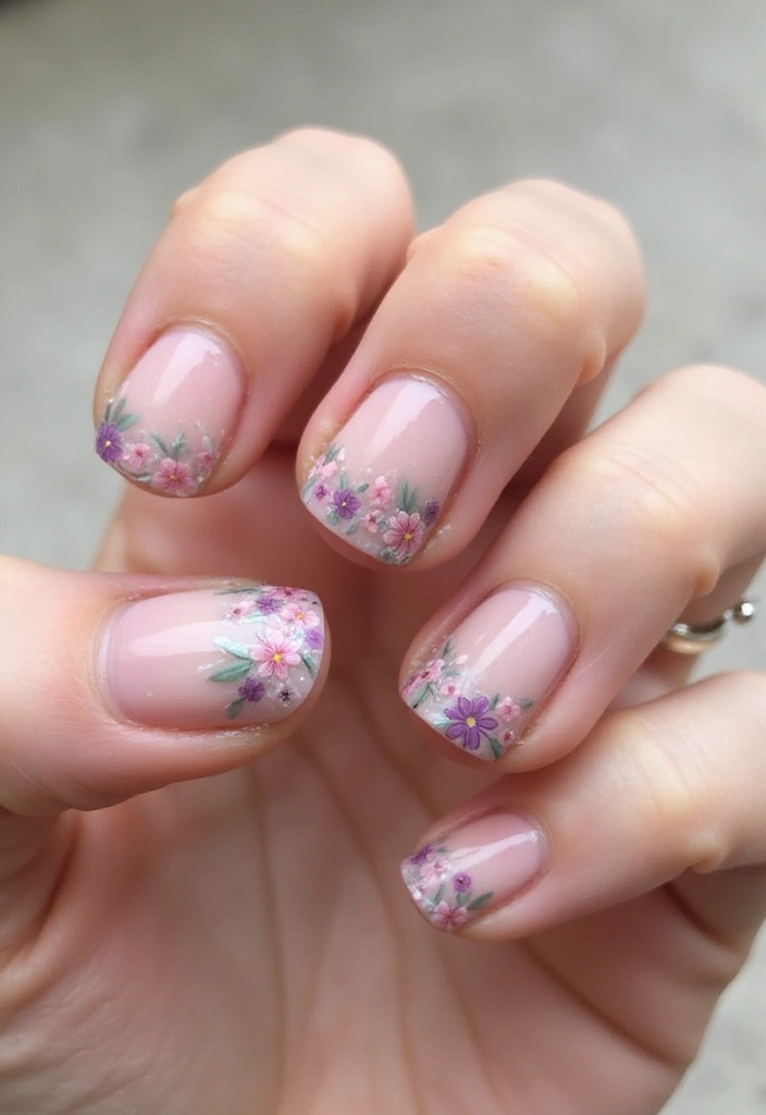 9 Ombre French Nail Techniques That Will Leave You Breathless (Learn #3!) - 5. Floral Ombre Charm