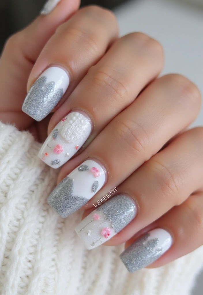 25 Gorgeous Seasonal French Nail Designs That Will Wow at Every Occasion! - 12. Cozy Knitted Patterns