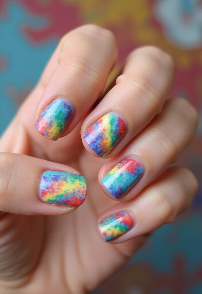 25 Colorful Summer Nails for 2025 That Will Make You Shine Bright! - 6. Tie-Dye Delight
