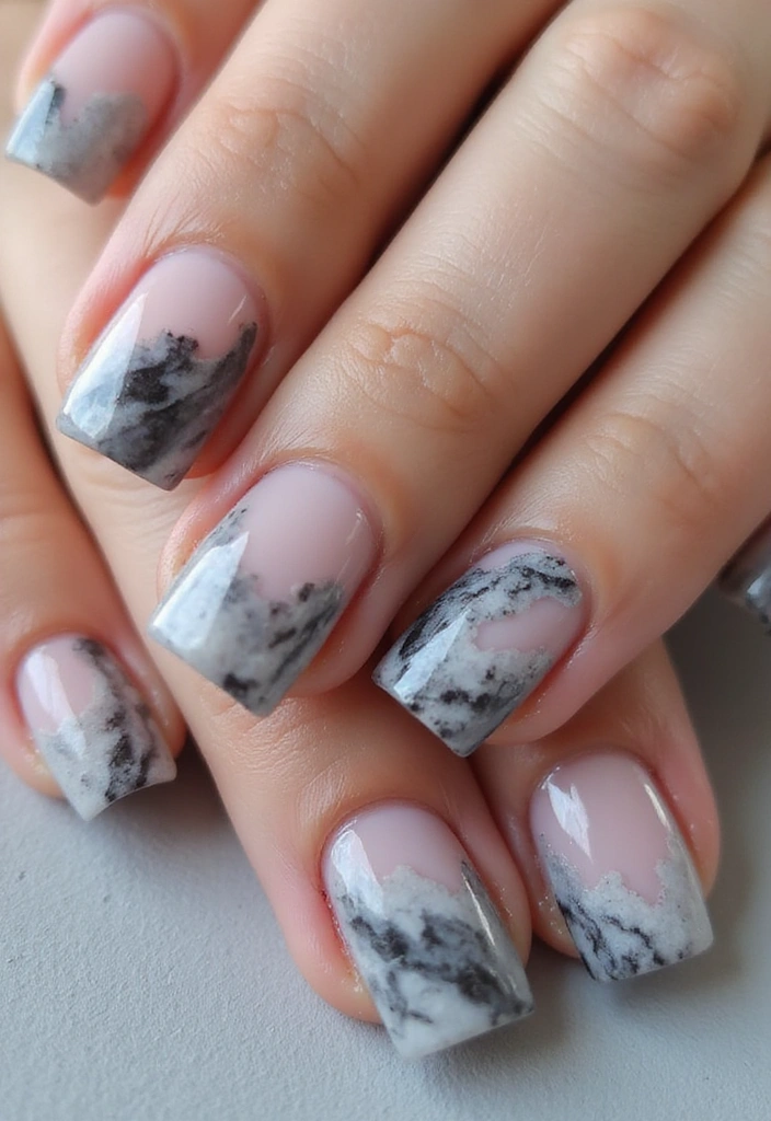 22 Luxury French Nail Ideas That Will Make You Feel Like Royalty! (Perfect for Events!) - 4. Marble French Design