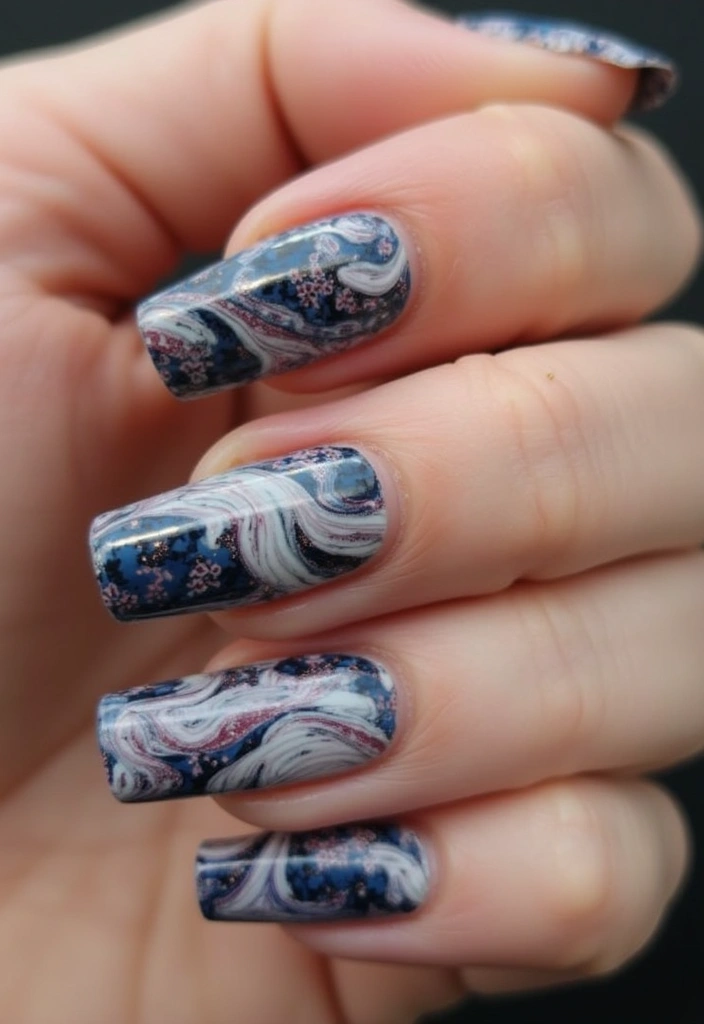30 Creative Nail Design Inspirations for Summer 2025 (Get Ready to Be Inspired!) - 16. Cool Marble