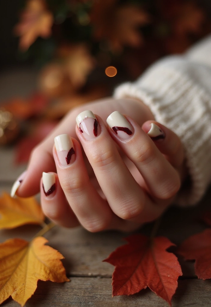 20 Bold French Nail Color Combinations You Need to Try Now (Don’t Miss #7!) - 12. Cream and Deep Burgundy
