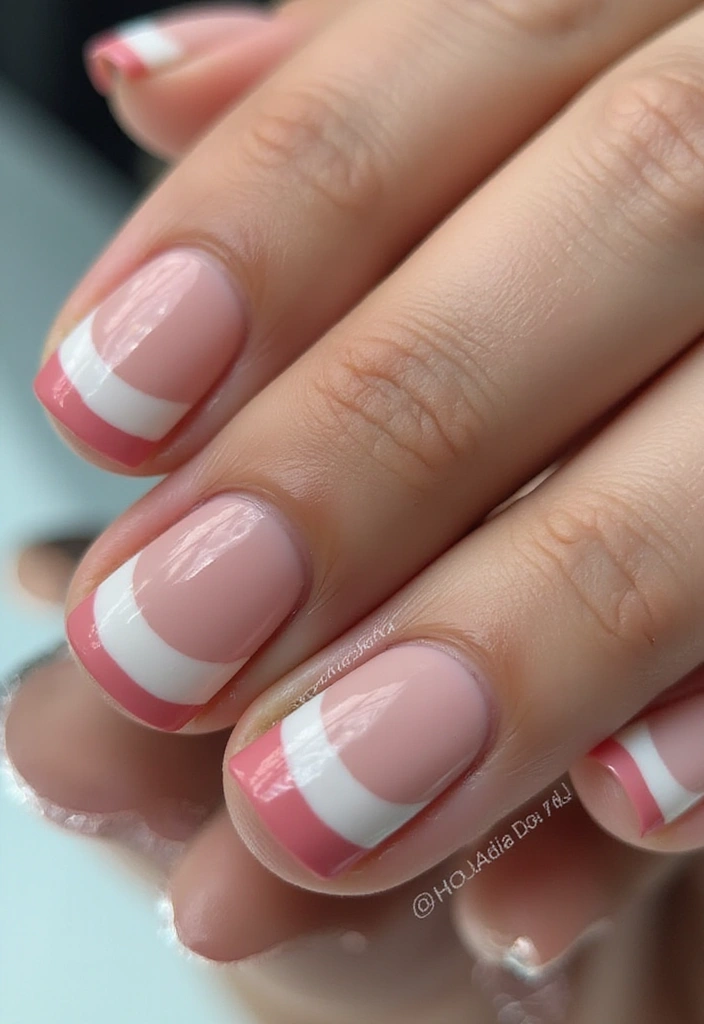 13 Gorgeous French Tip Nail Shapes That Will Complement Your Style Perfectly! - 9. Double French Tips for Extra Glam