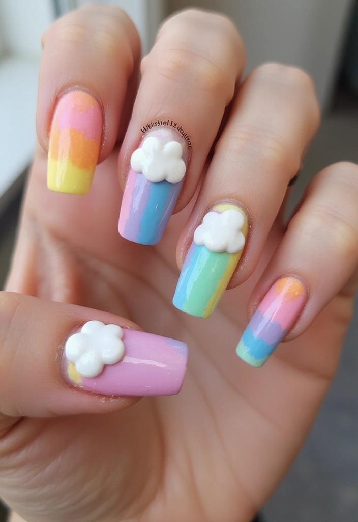 16 Easy Step-by-Step Summer Nails 2025 Tutorials That Anyone Can Master! (Watch Out for #4!) - 2. Pastel Rainbow Nails