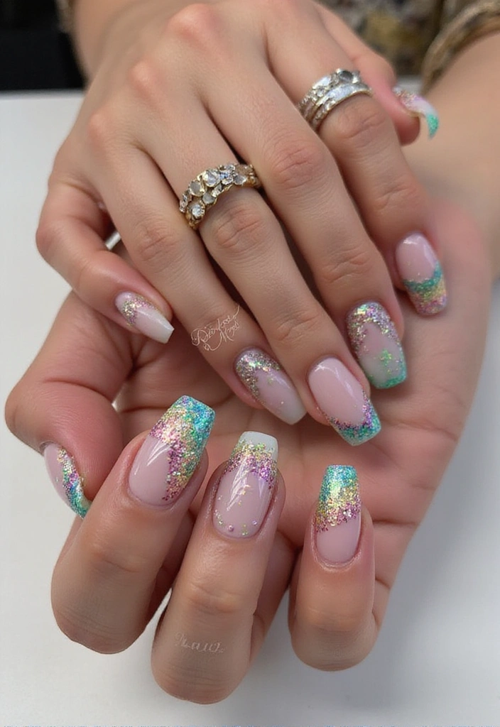 16 Sparkly Glitter French Tips That Will Make You Shine Bright! - 6. Geometric Glitter Designs