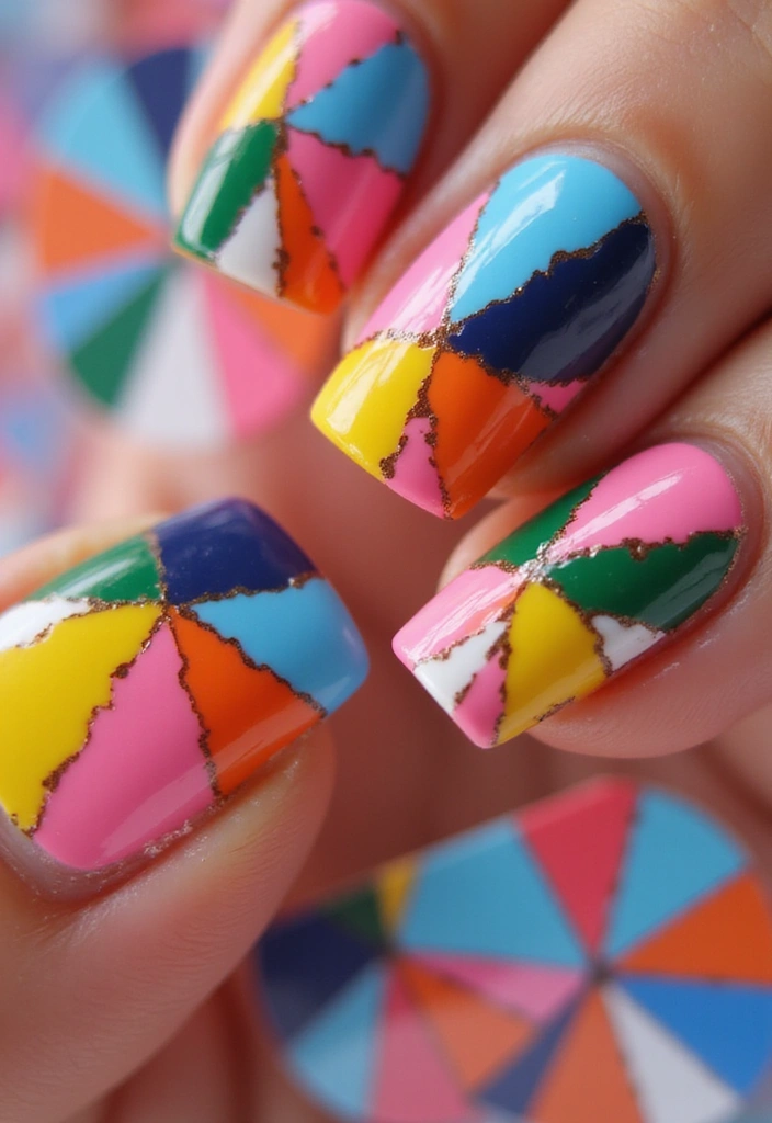 25 Colorful Summer Nails for 2025 That Will Make You Shine Bright! - 9. Colorful Geometric Shapes