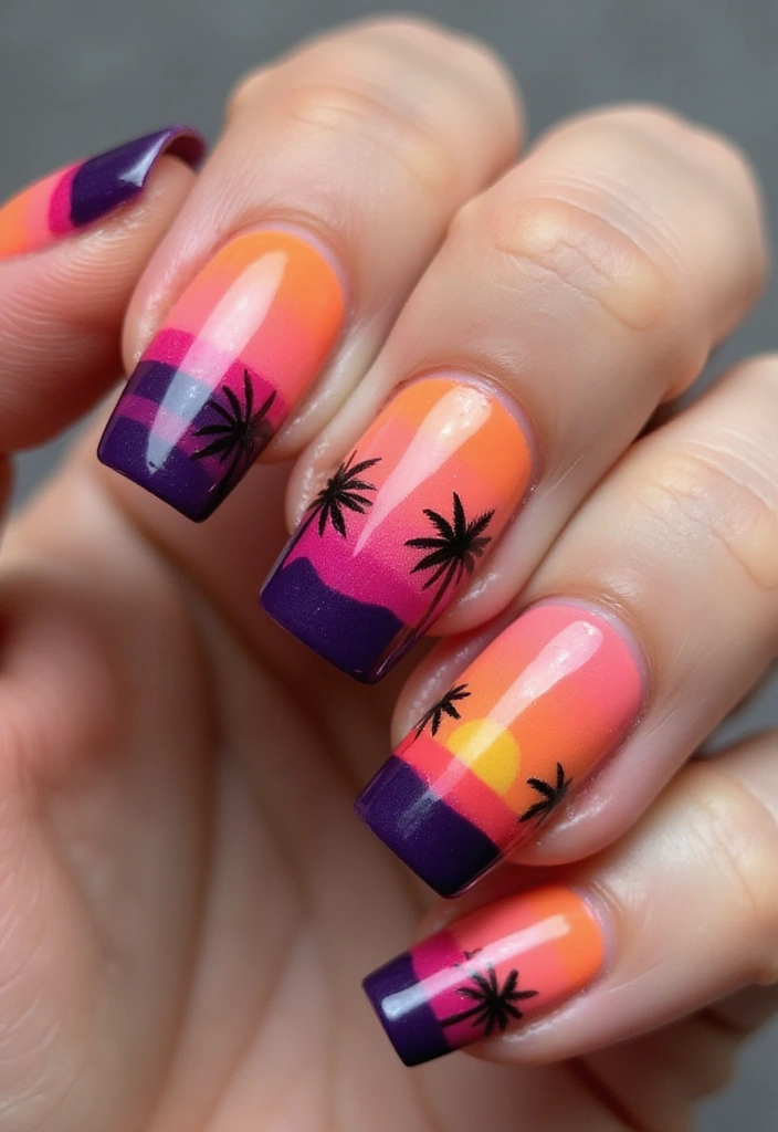 30 Creative Nail Design Inspirations for Summer 2025 (Get Ready to Be Inspired!) - 23. Sunset Vibes