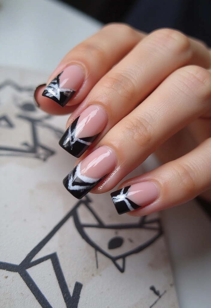 14 Luxury French Tip Nails That Will Make You Feel Like a Million Bucks (Don't Miss #9!) - 9. Geometric Designs