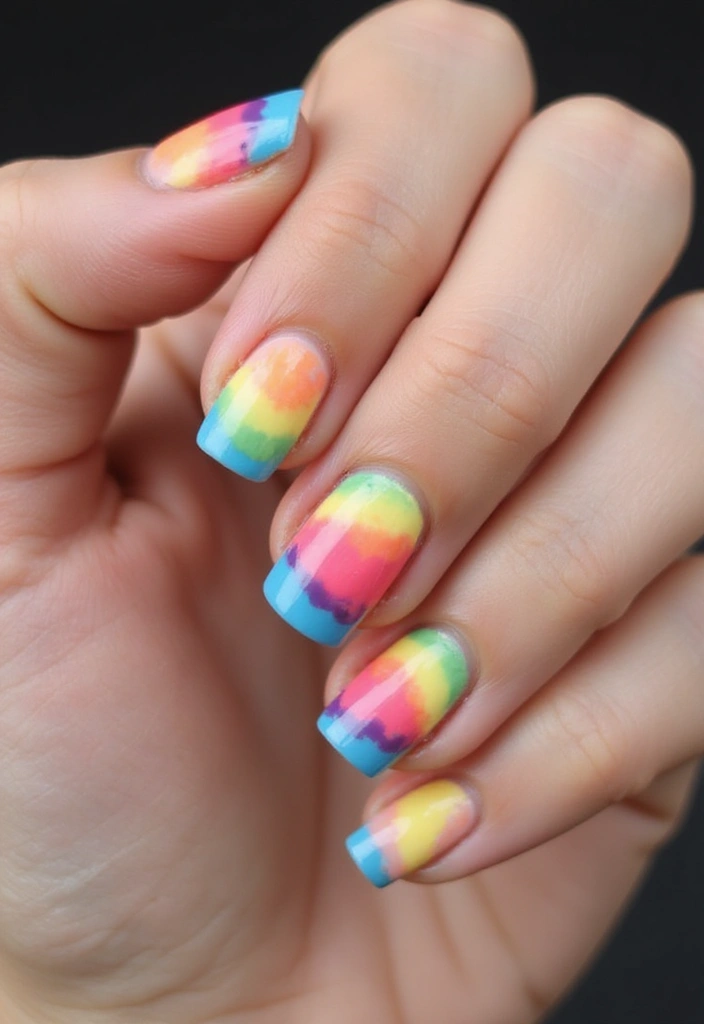 16 Glam French Tip Nails Designs Perfect for Any Occasion (You’ll Love #8!) - 14. Rainbow Tips