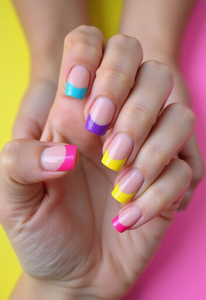 22 Luxury French Nail Ideas That Will Make You Feel Like Royalty! (Perfect for Events!) - 14. Statement French with Colorful Tips