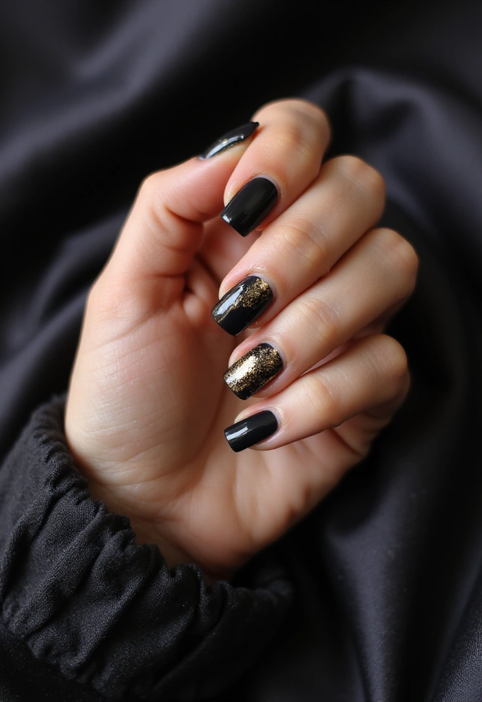 20 Bold French Nail Color Combinations You Need to Try Now (Don’t Miss #7!) - 9. Charcoal and Gold Foil
