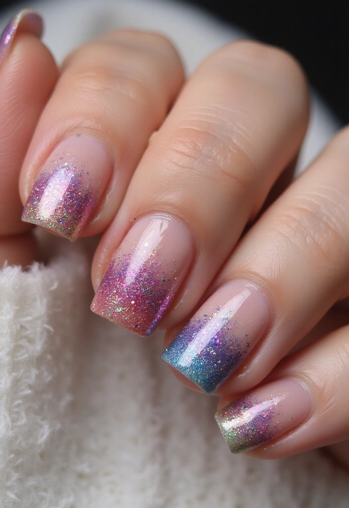 16 Sparkly Glitter French Tips That Will Make You Shine Bright! - 4. Ombre Glitter Tips
