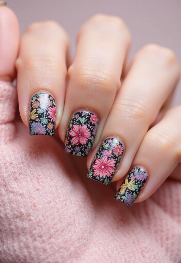 11 Nail Art Techniques to Perfect Your French Nails (You’ll Be a Pro After #5!) - 3. Floral Patterns