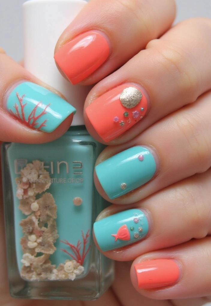 25 Gorgeous Seasonal French Nail Designs That Will Wow at Every Occasion! - 23. Coral Reef